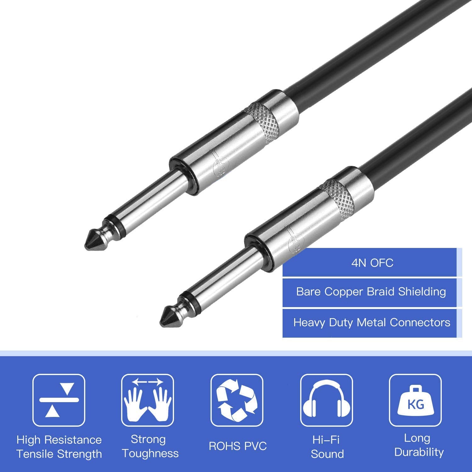 2Pack 200 Ft 1/4" Speaker Cables, True 12AWG Patch Cords, 1/4 Male Inch DJ/PA Audio Speaker Cable 12 Gauge Wire